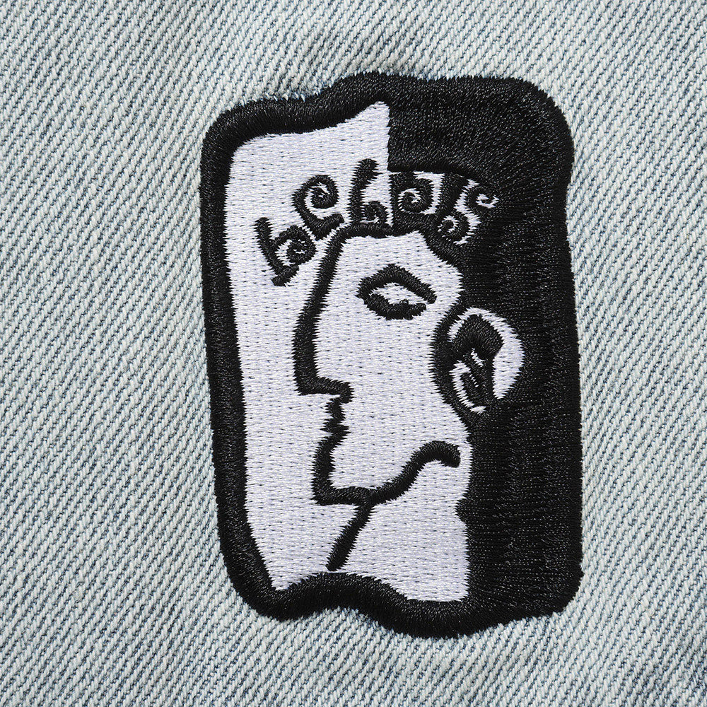 Helas Dieu Grec jean shorts embroider back