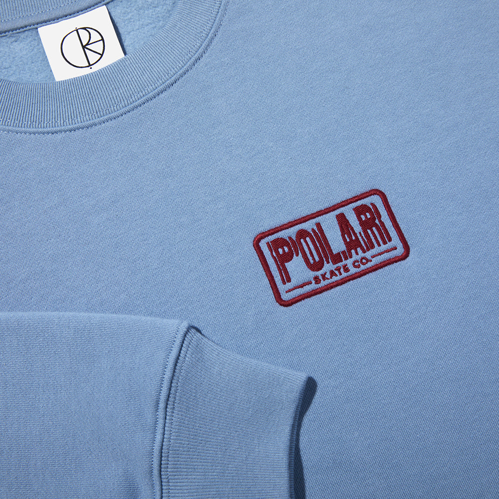 Polar Skate Co Dave Earthquake Crew Sweat blue detail