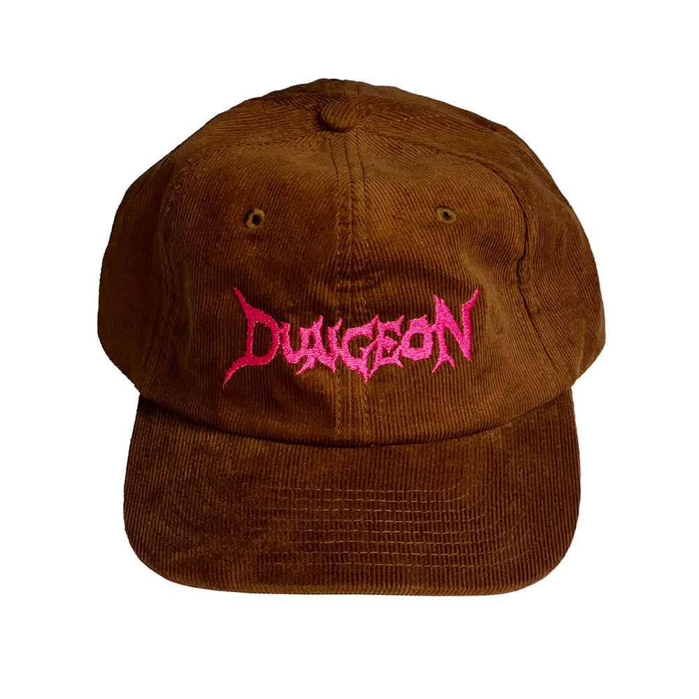 Dungeon Logo cord cap camel front