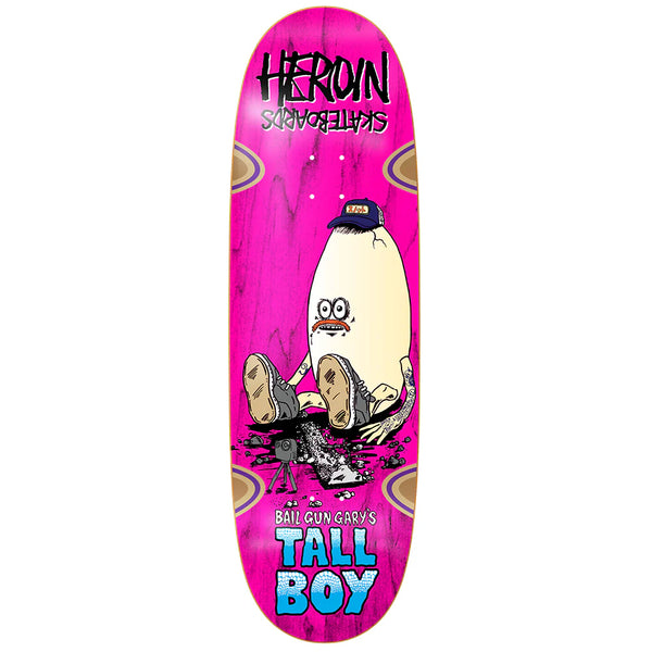 Heroin Skateboards Bail Gun Gary 4 Tall Boy Egg Deck 10.25