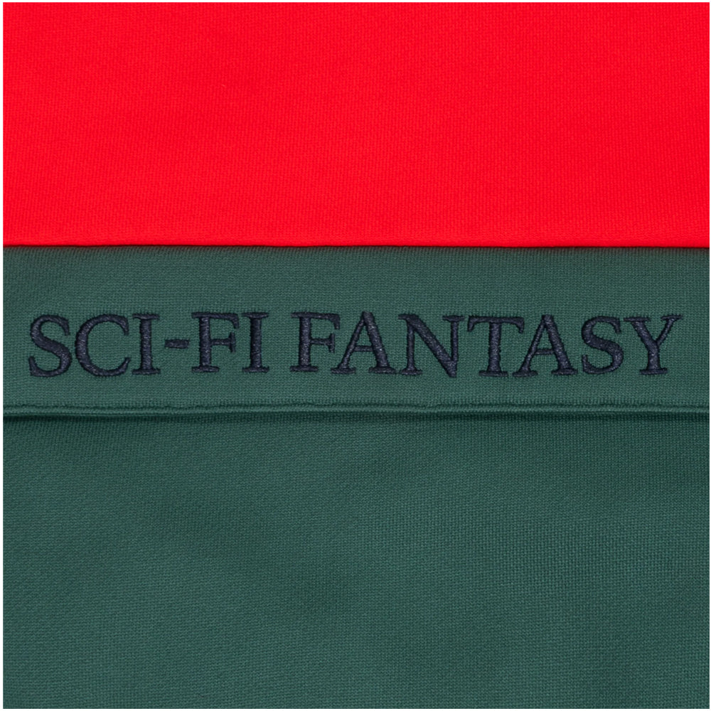 Sci-Fi Fantasy Colorblocked hoodie red green emb