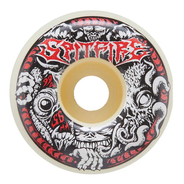Skateboard wheel with intricate design and brand logo on a white background
Spitfire Wheels Demongate Formula Four Radial Full wheels