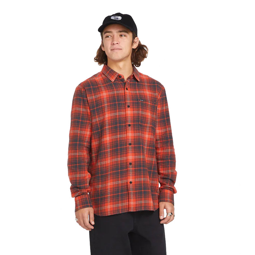 Volcom Clothing Caden long sleeve shirt red model