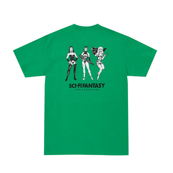 Sci-Fi Fantasy Macho Girls T-Shirt green