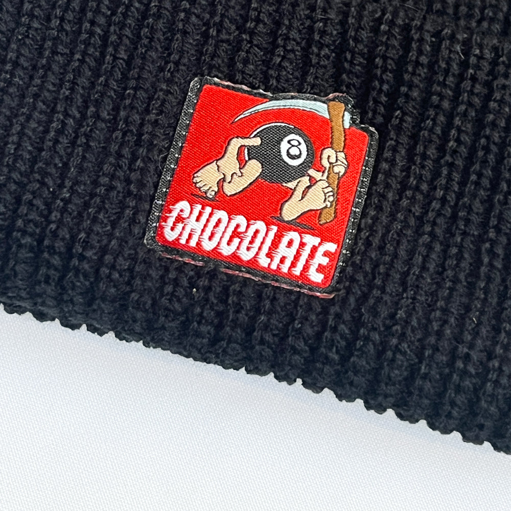 Chocolate Skateboards Eightball beanie detail
