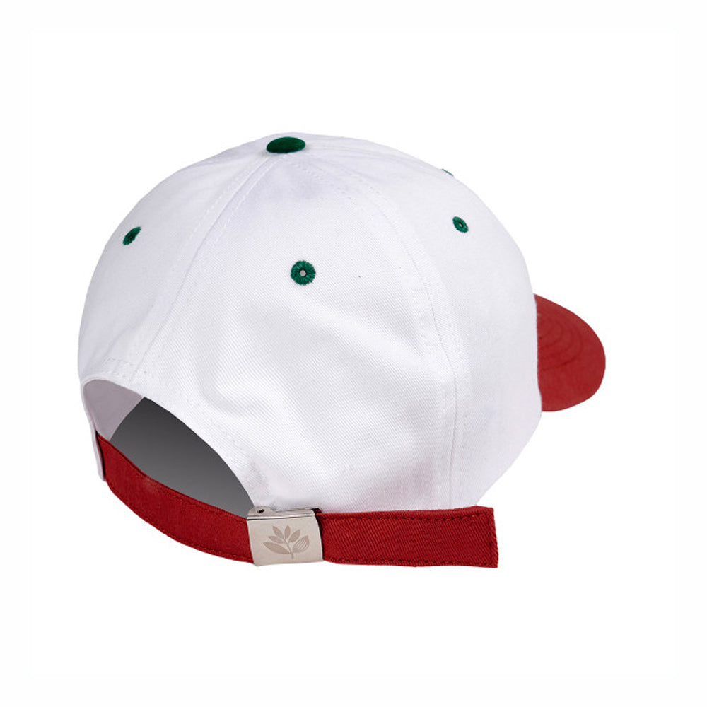 Magenta God's Plan dad hat beige white