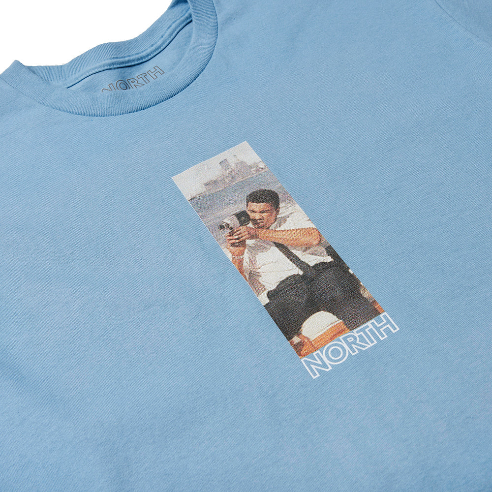 North Skateboard Magazine Ali Super 8mm T-Shirt blue detail