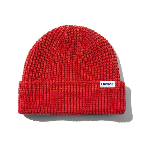 Butter Goods Distress Waffle Beanie red