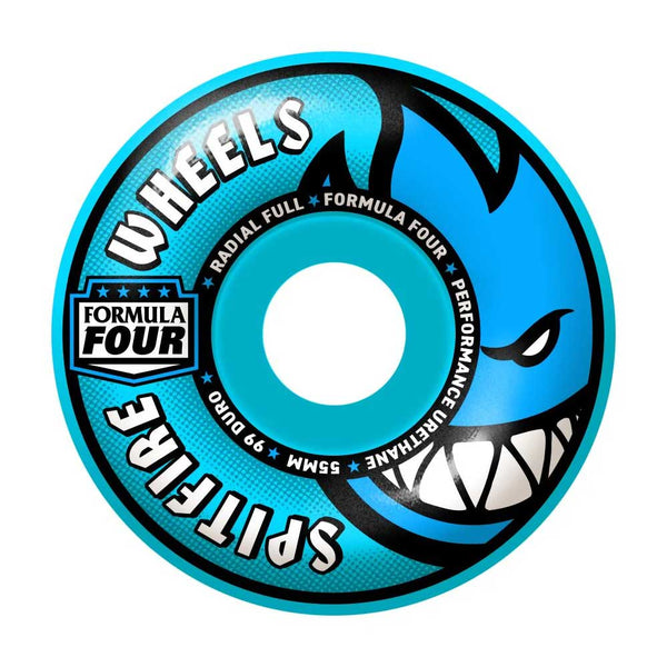 Spitfire Wheels Formula Four Radial Full Wheels 99a 55mm Blue