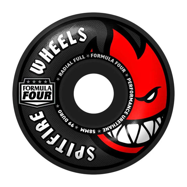 Spitfire Wheels Formula Four Radial Full Wheels 99a 58mm Black