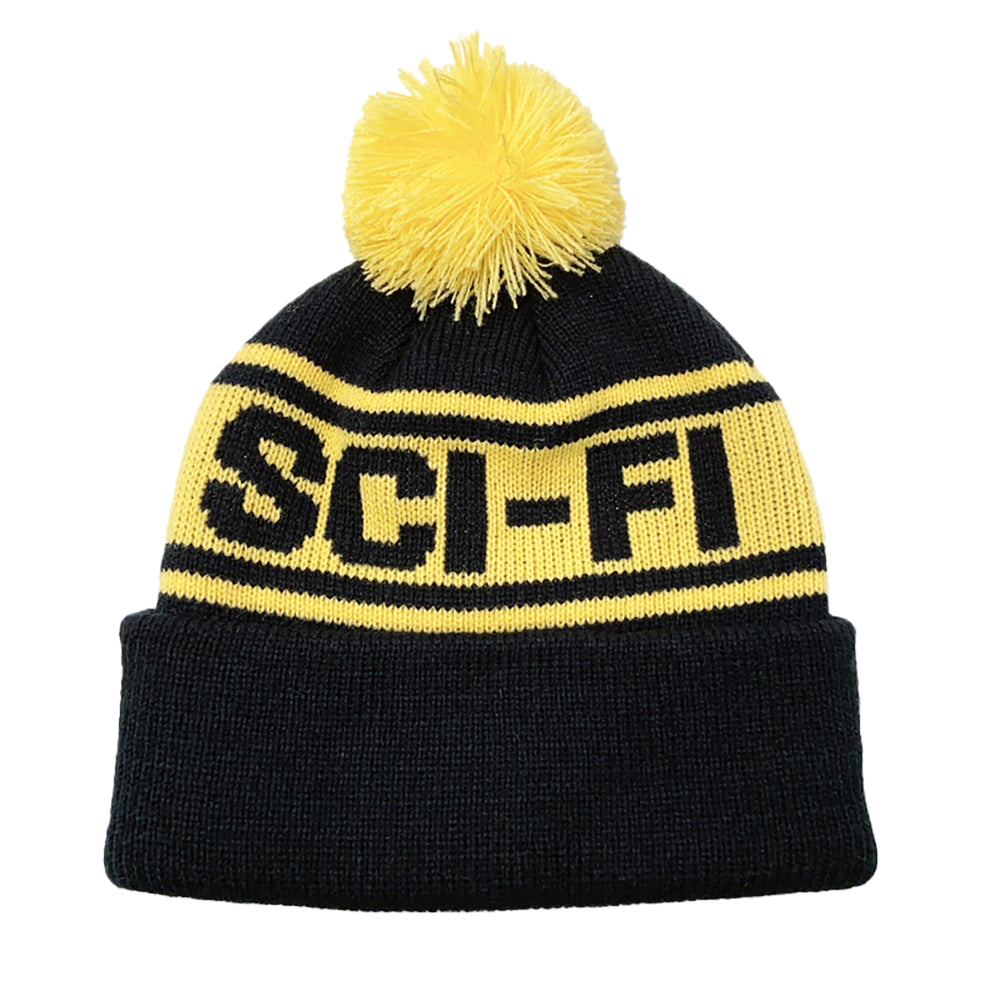 Sci Fi Fantasy Pom Beanie black yellow