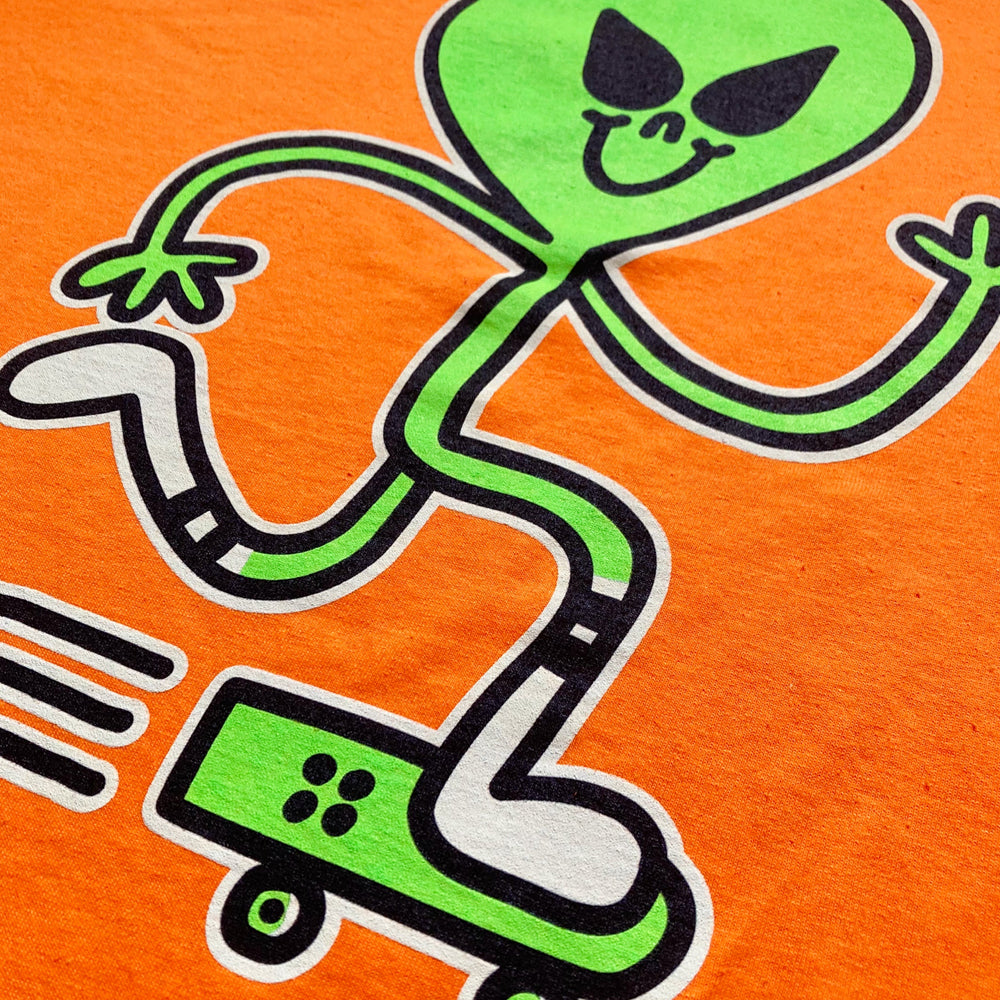 Blast Skates Alien Mascot T-shirt back detail