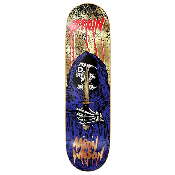 Heroin Skateboards Aaron Wilson Knock Off 2 Skull Priest Deck 8.5
