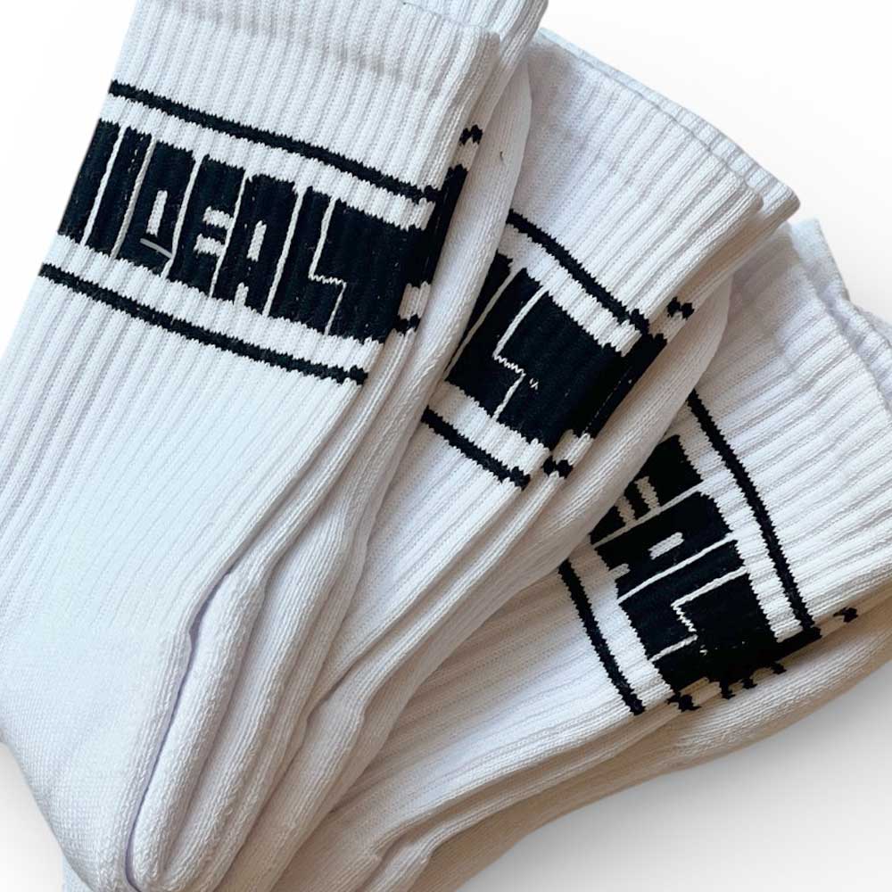 Ideal Block Logo Skateboarding Socks 3 Pack white