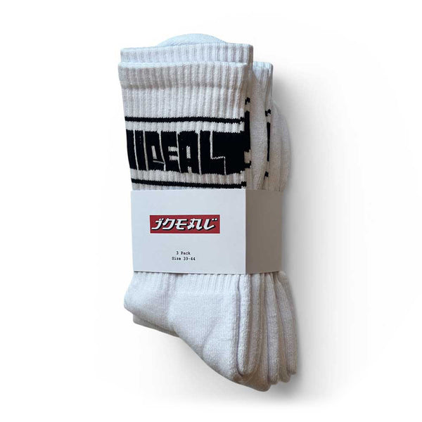 Ideal Block Logo socks 3 pack white
