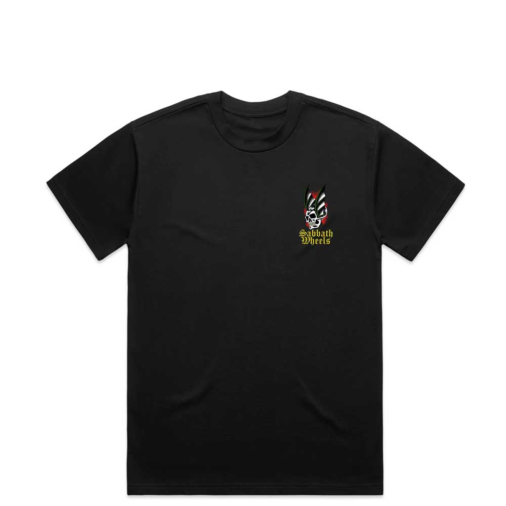 Sabbath Wheels Flying Skull T-Shirt Black front