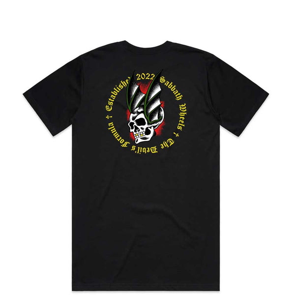 Sabbath Wheels Flying Skull T-Shirt Black