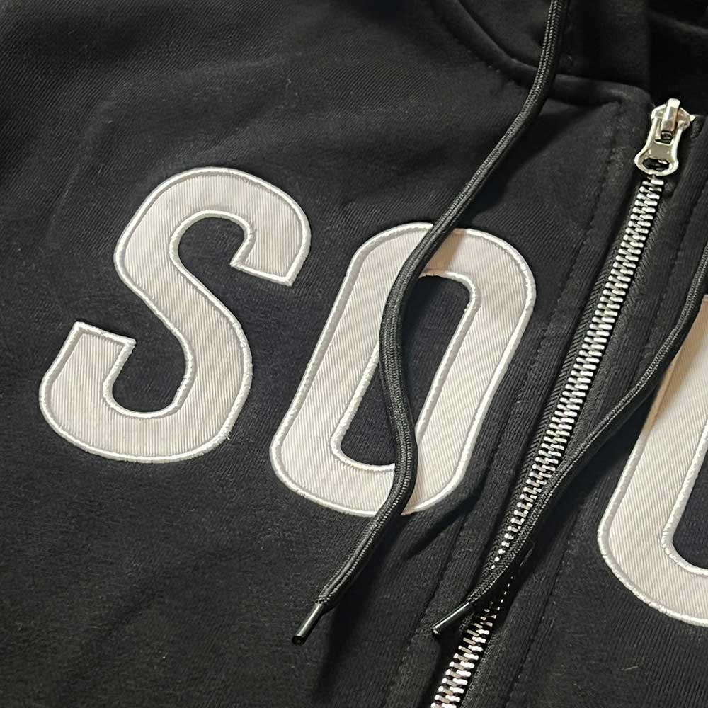 Sour Skateboards Army Logo zip hood black detail