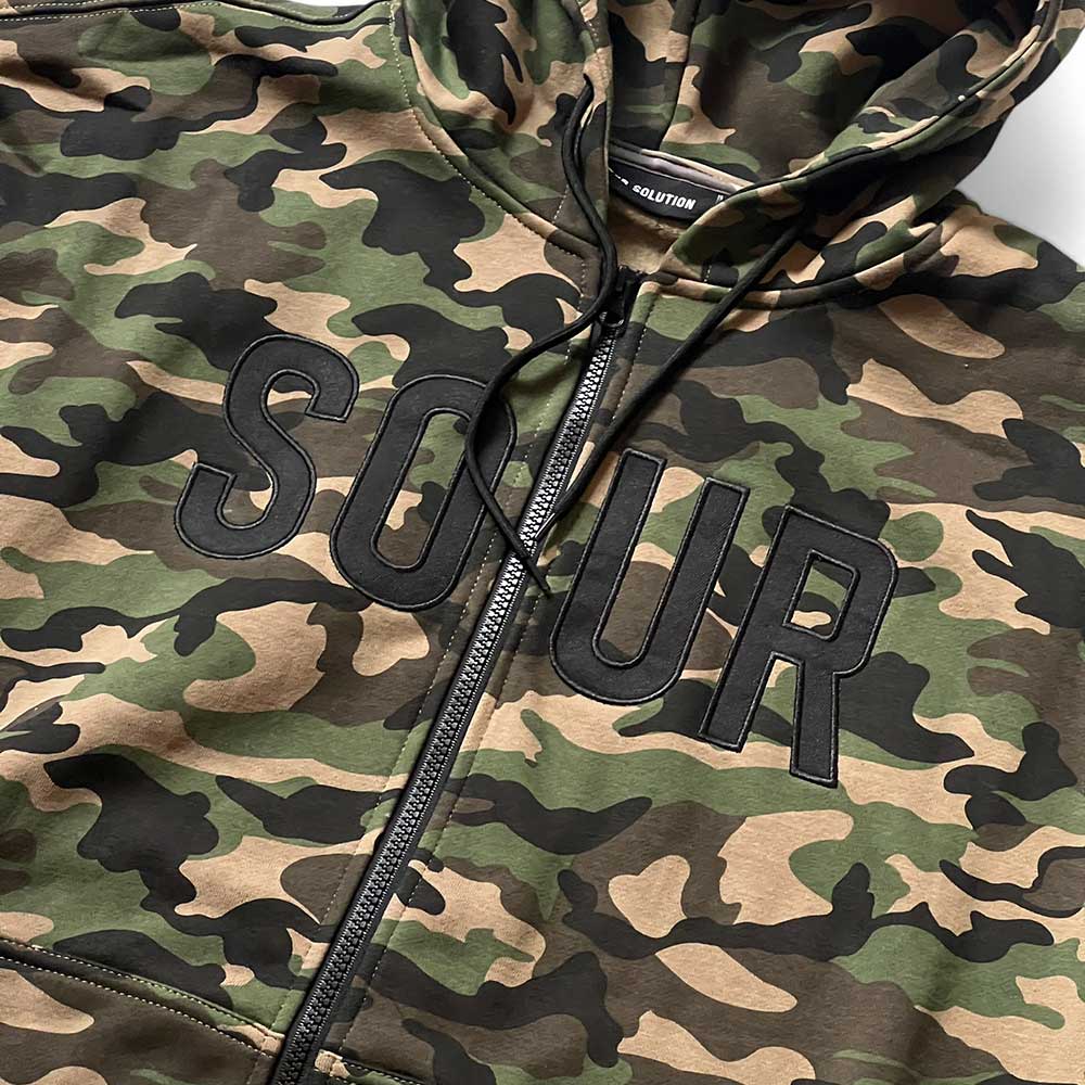 Sour Skateboards Army Logo Zip Hood detail