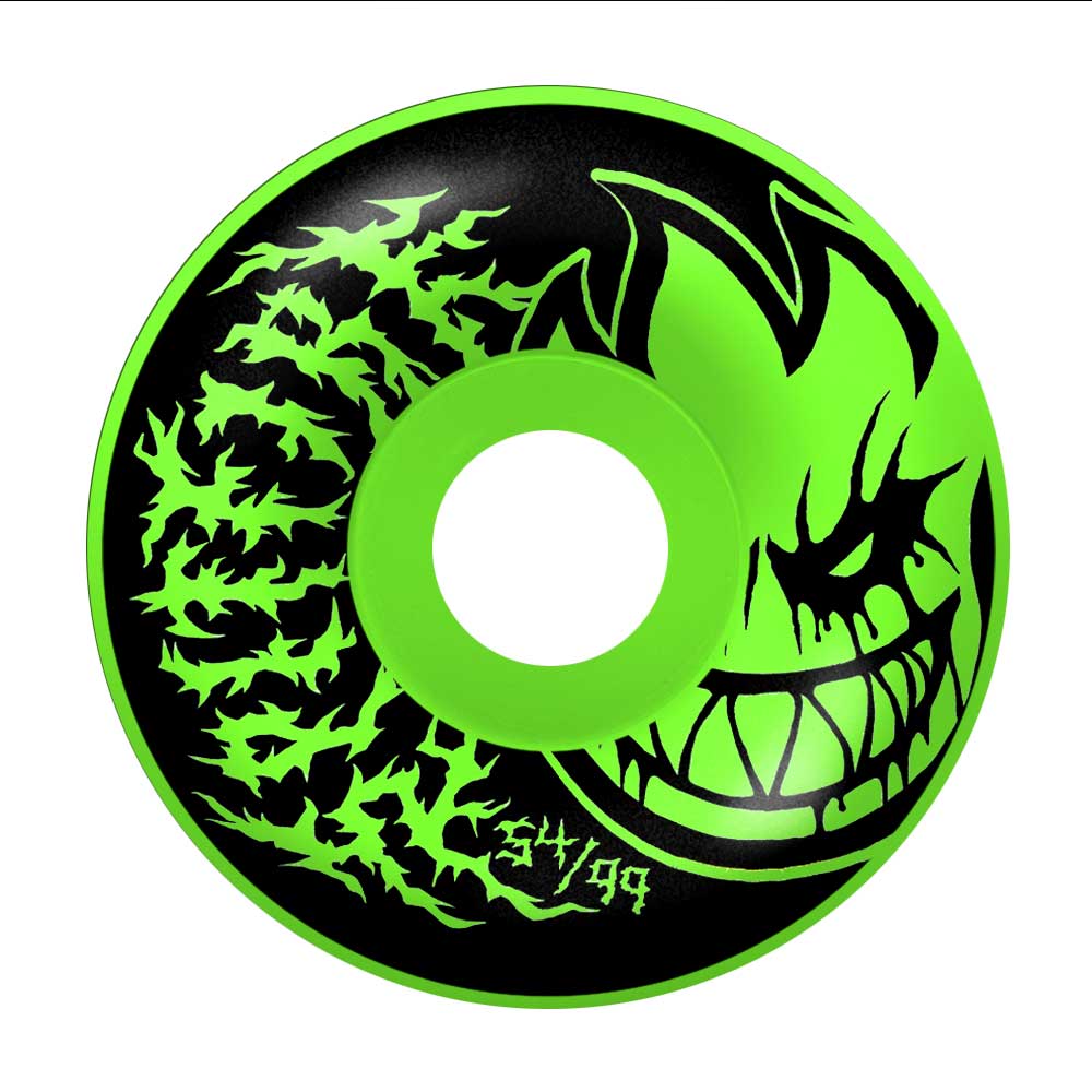 Spitfire Wheels Formula Four Deathmask II Radial Full Wheels 99a 54mm GLOW