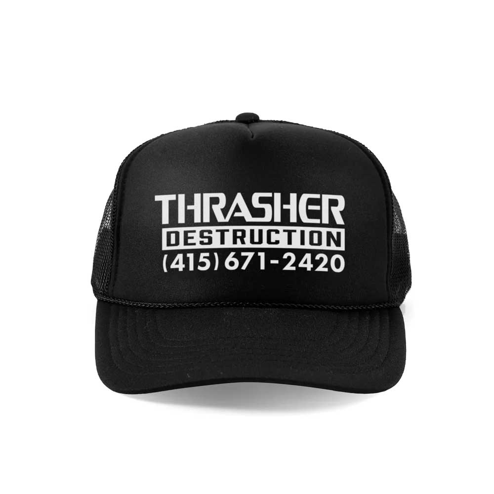 Thrasher Magazine Destruction Trucker Cap front