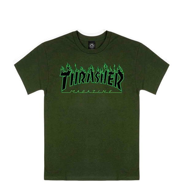 Thrasher Magazine Flame T-Shirt green