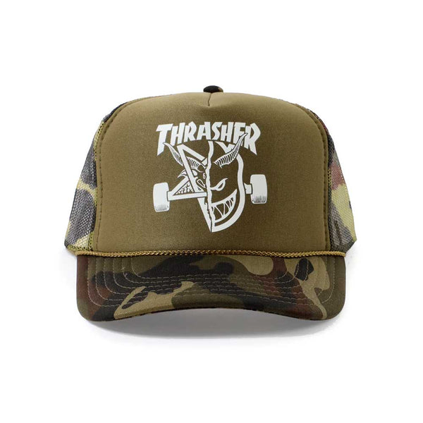 Thrasher Magazine Thrash And Burn Trucker Cap camo