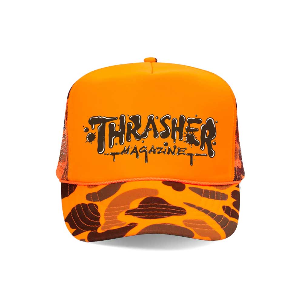 Thrasher Magazine Wet Paint Trucker Cap orange front