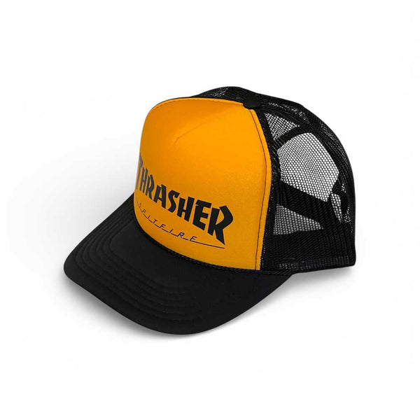 Thrasher Magazine X Spitfire Wheels Mesh Cap black gold 