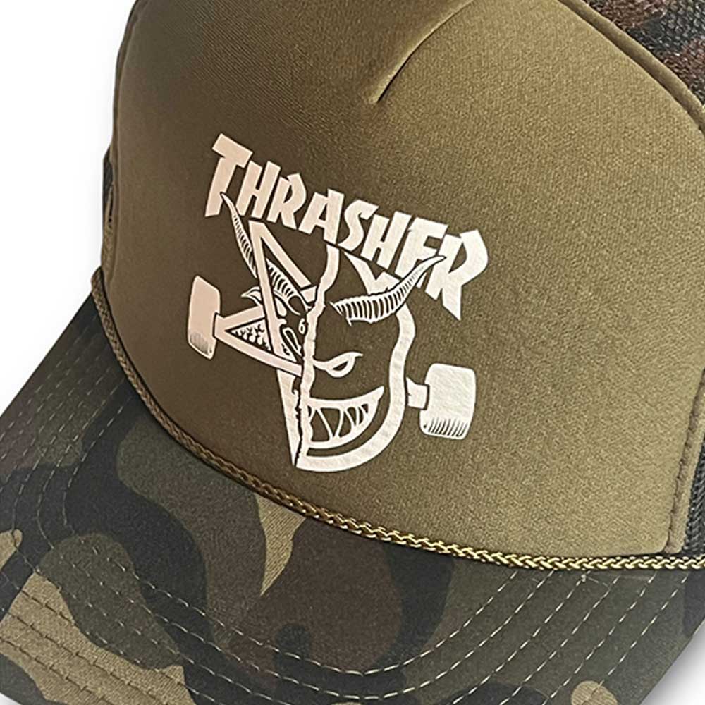 Thrasher Magazine Thrash And Burn trucker cap detail