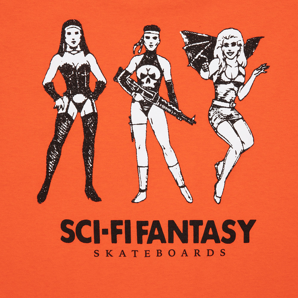 Sci-Fi Fantasy Macho Girls T-Shirt orange detail