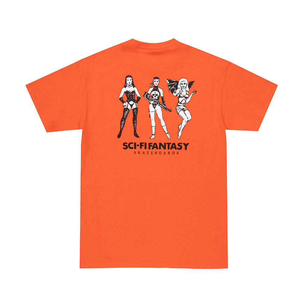 Sci-Fi Fantasy Macho Girls T-Shirt orange