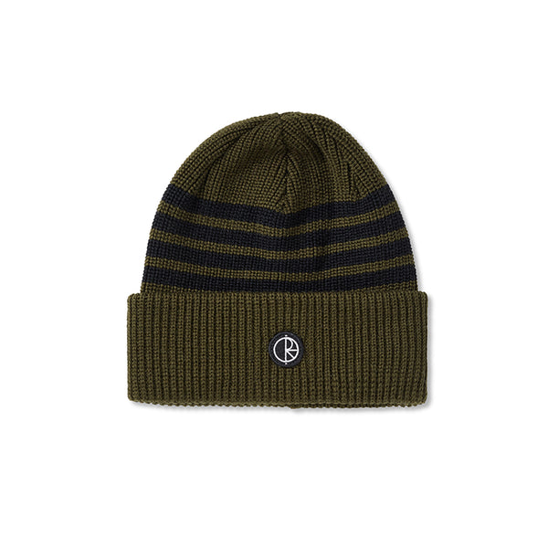 Polar Stripe Merino Beanie Army Green