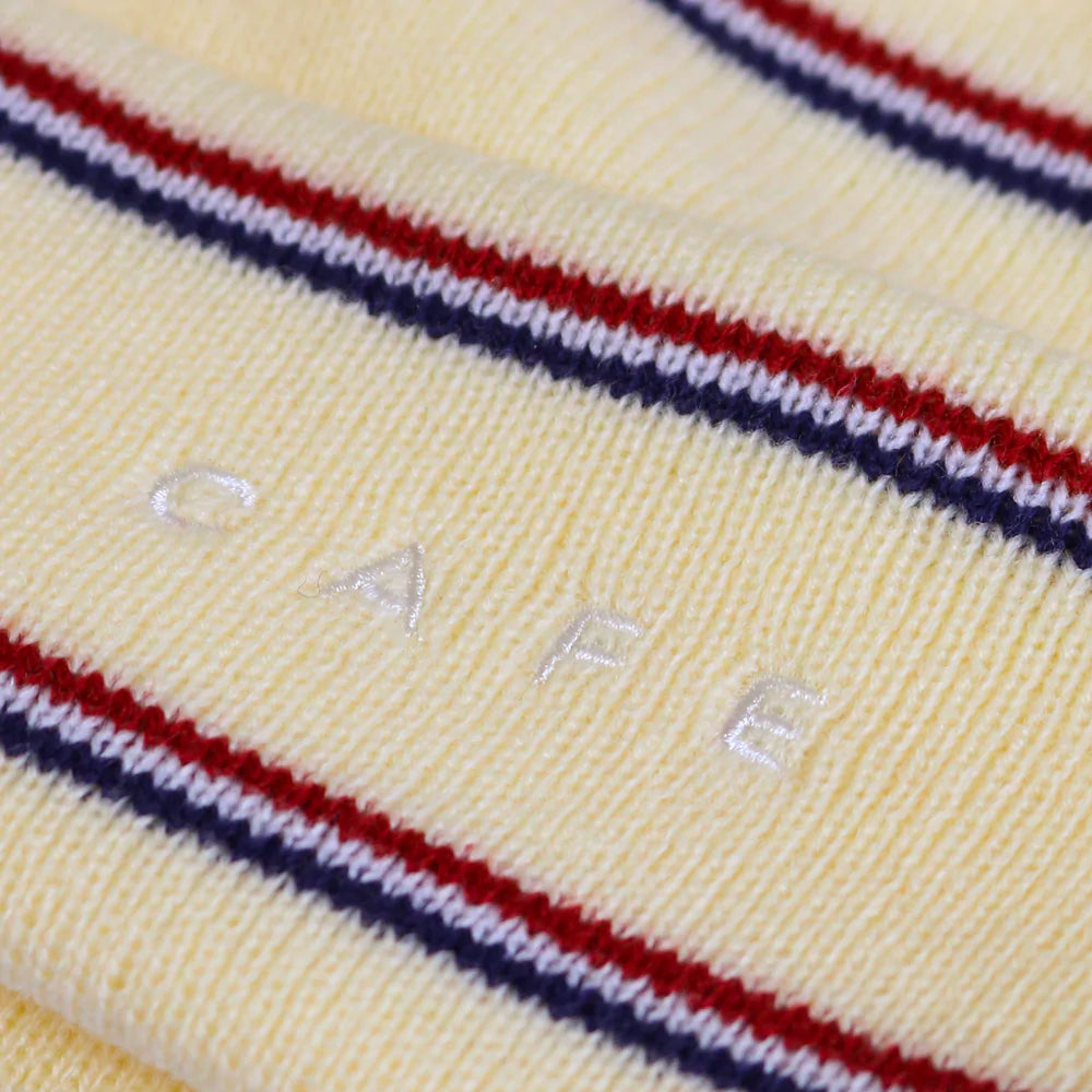 Skateboard Cafe Stripe Fold beanie cream detail