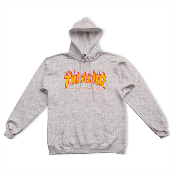 Thrasher Magazine Flame Logo hooded sweatshirt grey